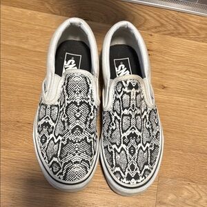 Vans Black and White Artistic Slip-On Sneakers